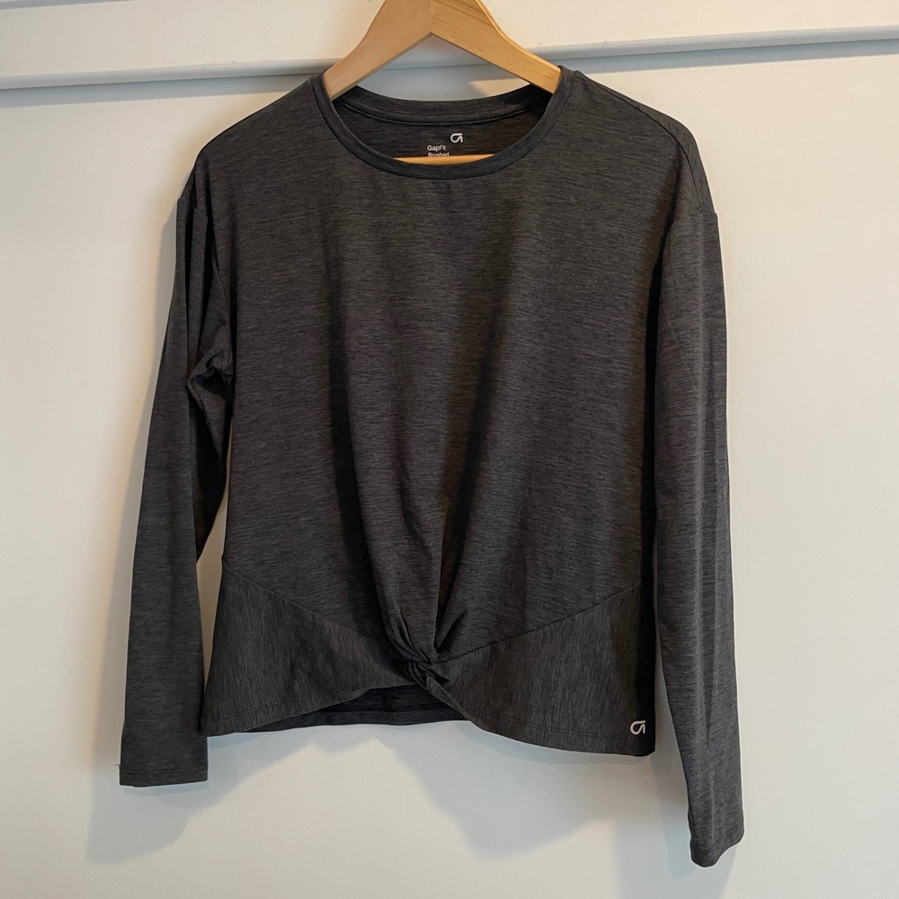 GapFit Brushed Tech‎ Jersey Long Sleeve Twist Front Athletic Top